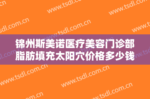 锦州斯美诺医疗美容门诊部脂肪填充太阳穴价格多少钱?有哪些优势?
