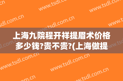 上海九院程开祥提眉术价格多少钱?贵不贵?(上海做提眉手术最好的大夫)