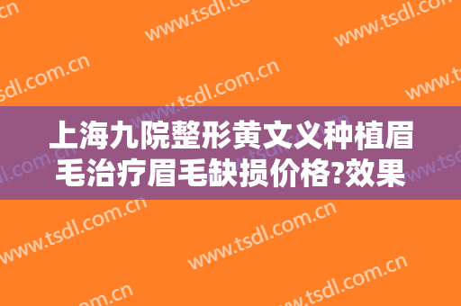 上海九院整形黄文义种植眉毛治疗眉毛缺损价格?效果怎么样?