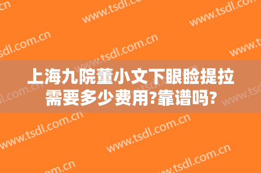上海九院董小文下眼睑提拉需要多少费用?靠谱吗?
