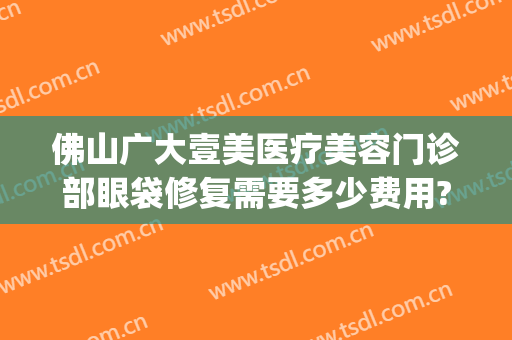佛山广大壹美医疗美容门诊部眼袋修复需要多少费用?好不好?(佛山广大医疗美容怎么样)