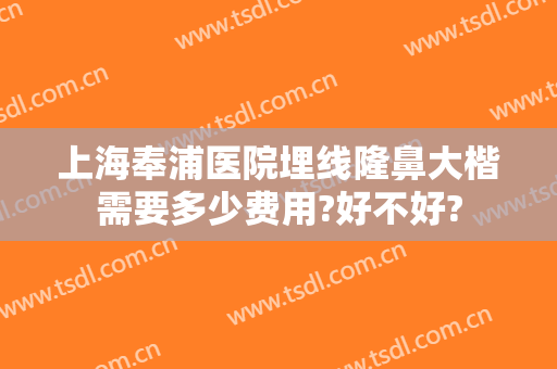 上海奉浦医院埋线隆鼻大楷需要多少费用?好不好?