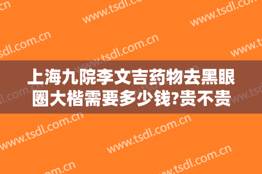 上海九院李文吉药物去黑眼圈大楷需要多少钱?贵不贵?
