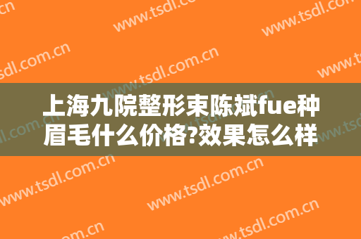 上海九院整形束陈斌fue种眉毛什么价格?效果怎么样?