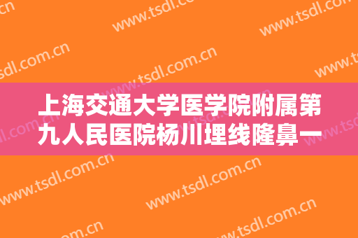 上海交通大学医学院附属第九人民医院杨川埋线隆鼻一般多少钱?贵不贵?