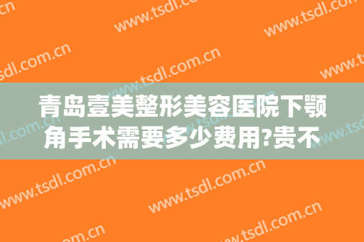 青岛壹美整形美容医院下颚角手术需要多少费用?贵不贵?(下颌整形要多少钱)