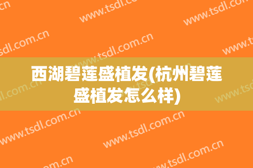 西湖碧莲盛植发(杭州碧莲盛植发怎么样)