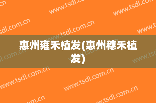 惠州雍禾植发(惠州穗禾植发)