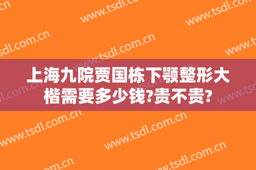 上海九院贾国栋下颚整形大楷需要多少钱?贵不贵?
