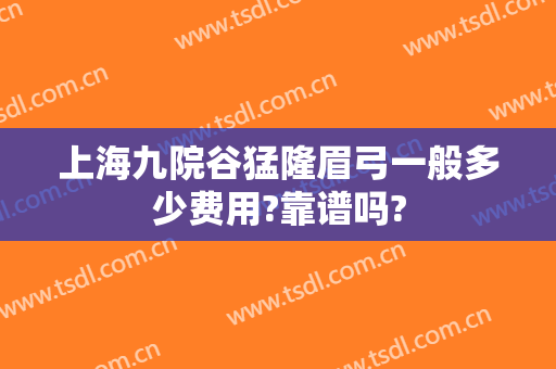 上海九院谷猛隆眉弓一般多少费用?靠谱吗?