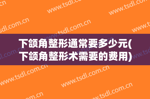 下颌角整形通常要多少元(下颌角整形术需要的费用)