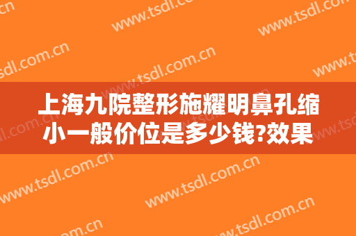 上海九院整形施耀明鼻孔缩小一般价位是多少钱?效果怎么样?