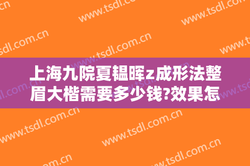 上海九院夏韫晖z成形法整眉大楷需要多少钱?效果怎么样?