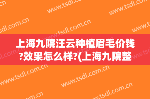 上海九院汪云种植眉毛价钱?效果怎么样?(上海九院整形价目表2024,做眉毛)