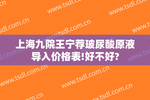 上海九院王宁荐玻尿酸原液导入价格表!好不好?