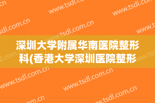 深圳大学附属华南医院整形科(香港大学深圳医院整形科)