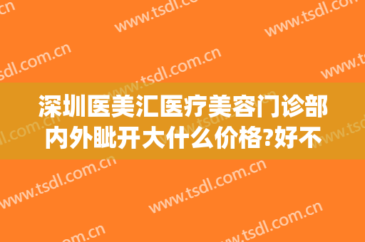 深圳医美汇医疗美容门诊部内外眦开大什么价格?好不好?(深圳汇美国际医疗美容)
