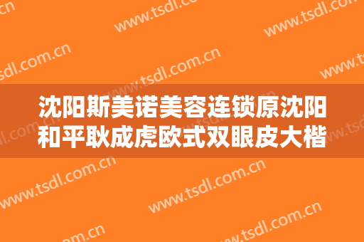 沈阳斯美诺美容连锁原沈阳和平耿成虎欧式双眼皮大楷需要多少费用?贵不贵?
