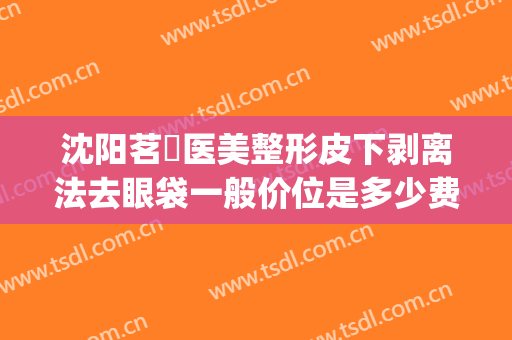 沈阳茗湲医美整形皮下剥离法去眼袋一般价位是多少费用?靠谱吗?(沈阳茗湲整形医院)