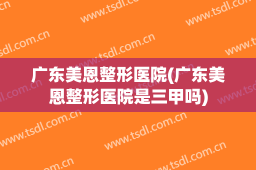 广东美恩整形医院(广东美恩整形医院是三甲吗)