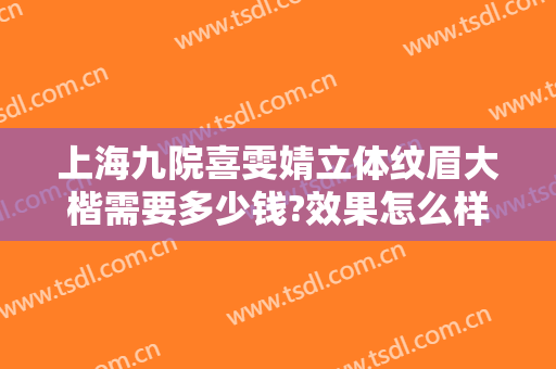 上海九院喜雯婧立体纹眉大楷需要多少钱?效果怎么样?