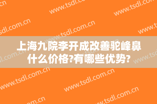 上海九院李开成改善驼峰鼻什么价格?有哪些优势?