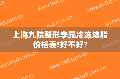 上海九院整形李元冷冻溶脂价格表!好不好?