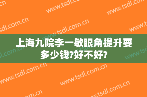 上海九院李一敏眼角提升要多少钱?好不好?