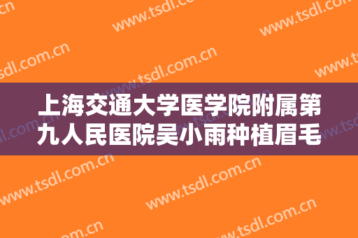 上海交通大学医学院附属第九人民医院吴小雨种植眉毛价格?贵不贵?