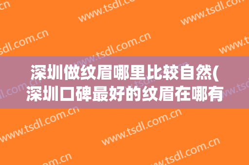深圳做纹眉哪里比较自然(深圳口碑最好的纹眉在哪有)