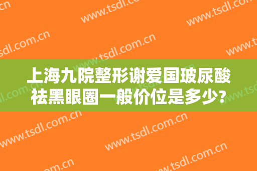 上海九院整形谢爱国玻尿酸祛黑眼圈一般价位是多少?好不好?