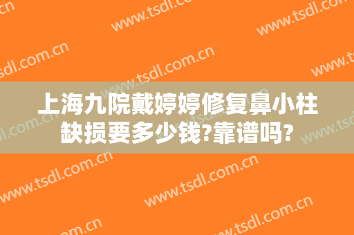 上海九院戴婷婷修复鼻小柱缺损要多少钱?靠谱吗?